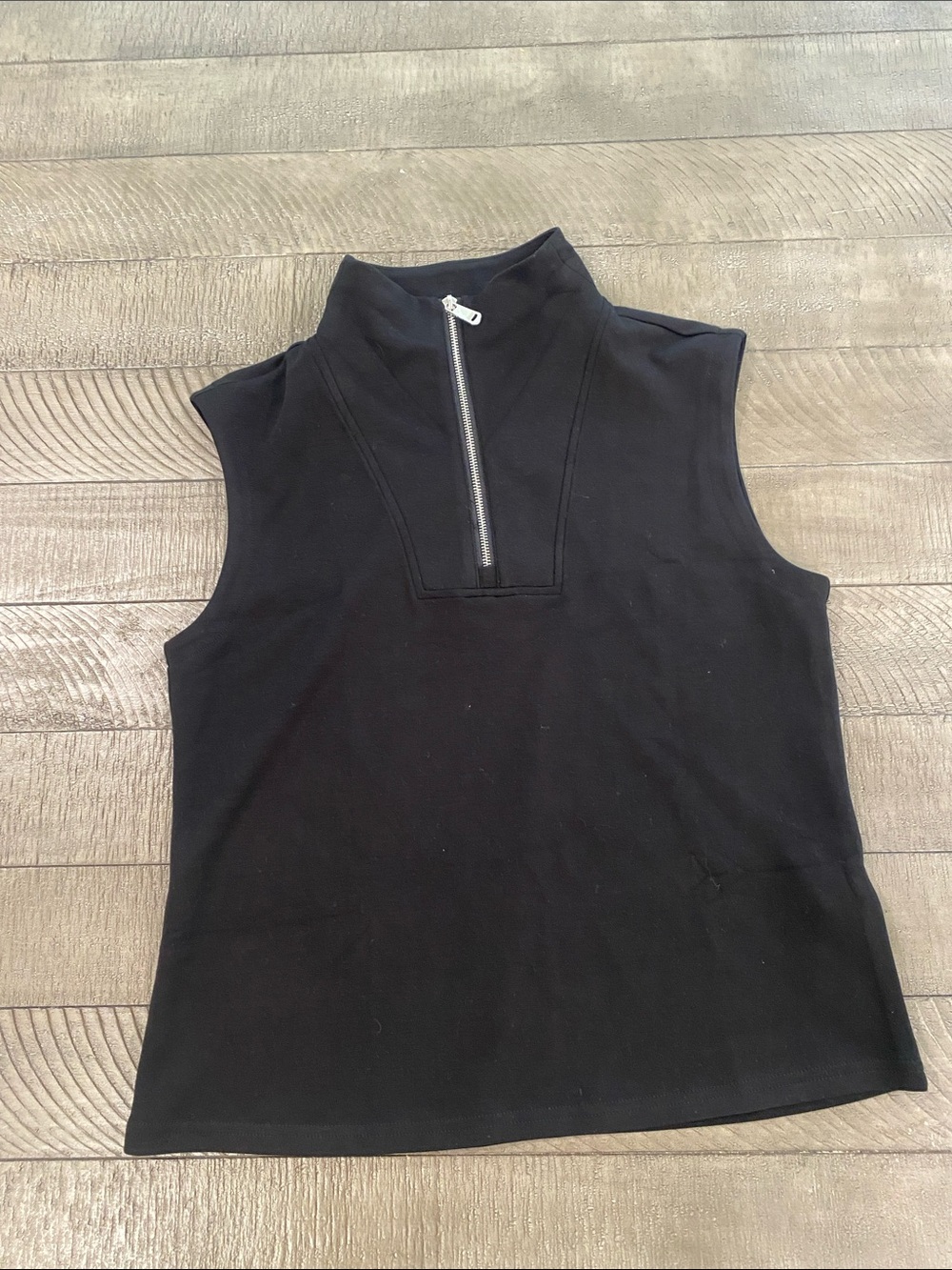 Amazon Black Sleeveless Mock Neck Zip Tank